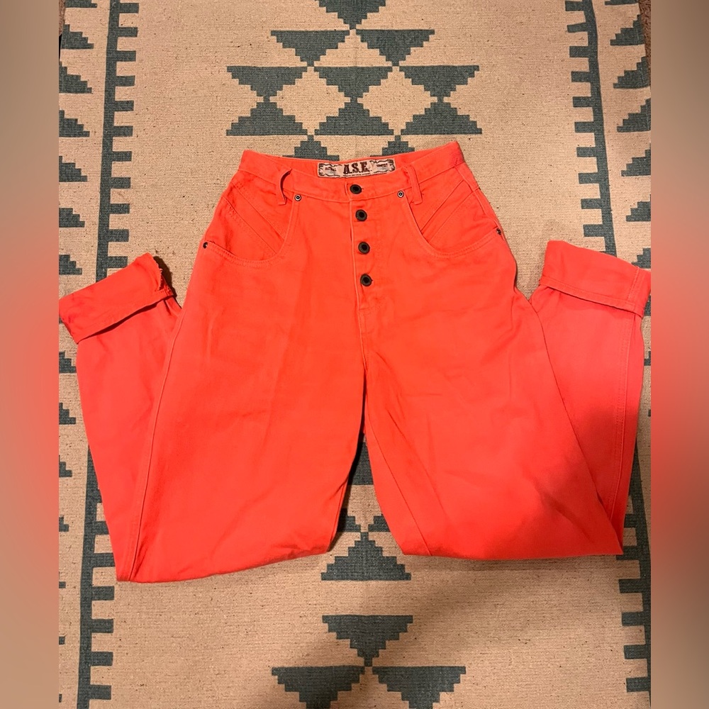 Bright pink western jeans